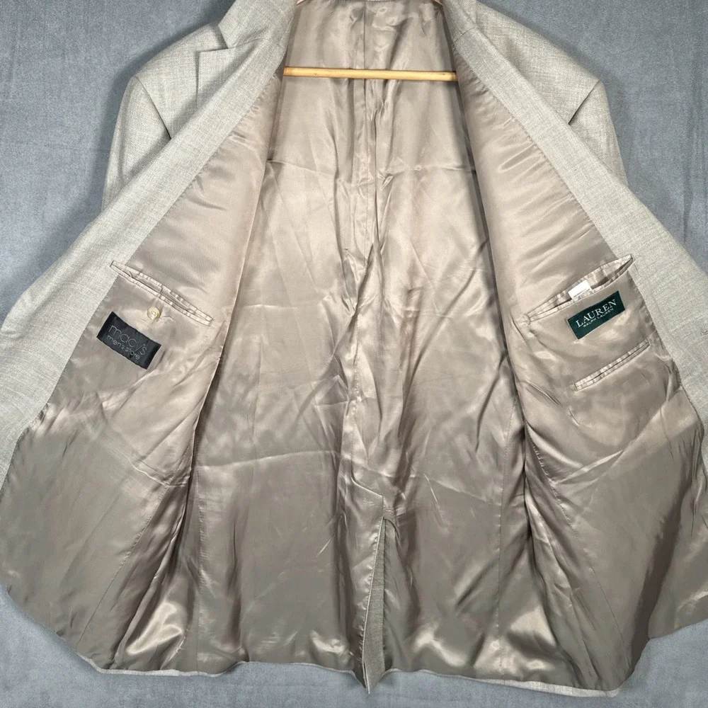Lauren Ralph Lauren 50L Hopsack Sport Coat Blazer Tan Beige 2 Button Textured